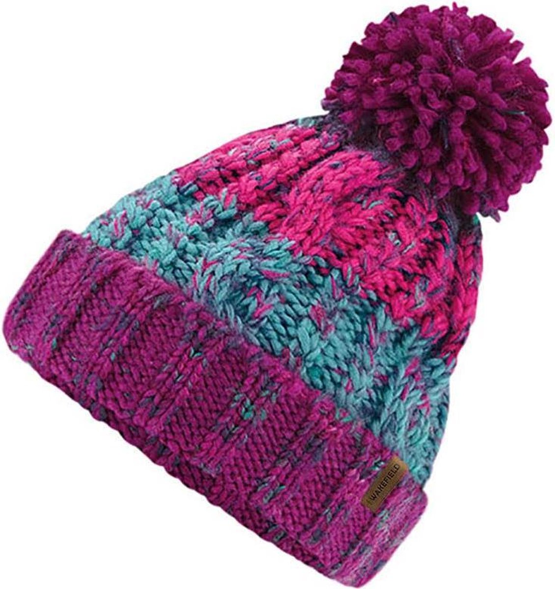 Pom Pom Muts Roze Blauw Kids - Kindermuts - Meisjes Muts - Warme Muts Voor Meisjes - Wakefield Headwear - Wakefield