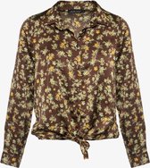Jazlyn geknoopte dames blouse bloemenprint - Bruin - Maat S | bol.com