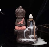 Backflow wierook brander / houder waterval rode keramiek monnik Boeddha