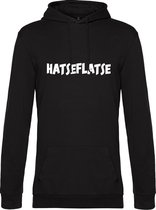 Hoodie met opdruk “Hatseflatse” - Zwarte hoodie met witte opdruk – Trui met Hatseflats - Goede pasvorm, fijn draag comfort