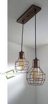 Hanglamp Web 2-lichts Goud-Zwart Metaal met 2 led lampen