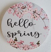 Muurcirkel wandbord  "Hello Spring" 20cm