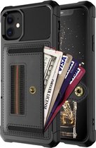 Apple iPhone 12 Card Case | Zwart | PU Leren Back Cover | Wallet | Pasjeshouder
