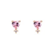 Hart Vergulde Oorbellen - 14 K Vergulde - Dames Sieraden - stud oorbellen - pink