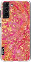 Casetastic Samsung Galaxy S21 Plus 4G/5G Hoesje - Softcover Hoesje met Design - Hot Pink Barroque Print