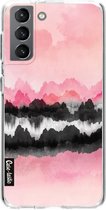Casetastic Samsung Galaxy S21 4G/5G Hoesje - Softcover Hoesje met Design - Pink Mountains Print