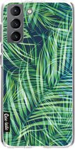 Casetastic Samsung Galaxy S21 4G/5G Hoesje - Softcover Hoesje met Design - Palm Leaves Print
