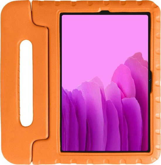 Kinder Tablethoes met Handvat Oranje Geschikt voor Samsung Galaxy Tab A7 (2020 / 2022) - Tablethoes Kindvriendelijk - Beschermhoes voor Kinderen - Shockproof - met Standaard - Tegen Vallen