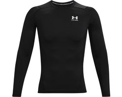 Under Armour UA HG Armour Comp LS-BLK Heren Sportshirt- Zwart - Wit