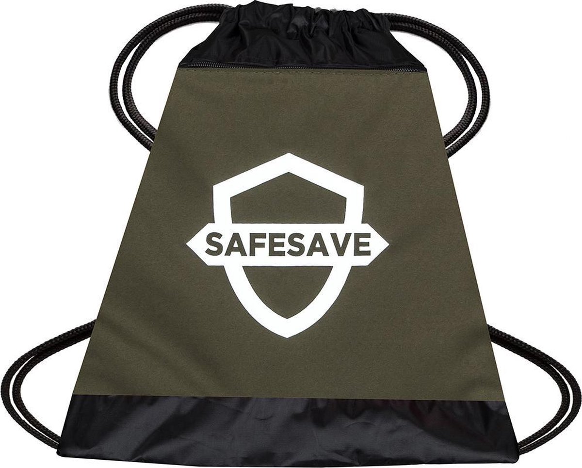 SafeSave gymtas – Waterdichte rugtas met trekkoord - zwemtas - schooltas - parachutestof - groen