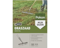 Pokon Graszaad Herstel - 500gr - Gazonherstel - Geschikt voor 20m² tot 30m² - Supersnel egaal groen gras