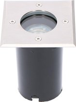 LED Grondspot - Sanola Aton - Inbouw - Vierkant - GU10 Fitting - Waterdicht IP67 - RVS Geborsteld - BSE