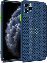 DrPhone MESH iOS Smartphone 12 Pro Max Ultradunne Siliconen TPU Hoesje - Ademend & Schokbestendige Case – Marine Blauw