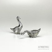 Set Ganzen - Miniatuur Tin - beeldje gans - cadeau Ganzenhoedster