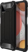 Armor Hybrid Back Cover - Samsung Galaxy A12 Hoesje - Zwart