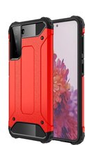 Armor Hybrid Back Cover - Samsung Galaxy S21 Hoesje - Rood