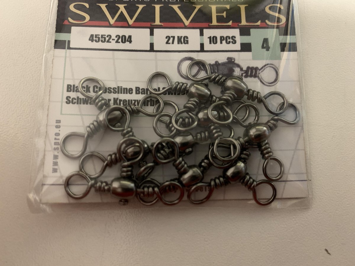 Spro - driehoeks wartel - swivel - 10 stuks - maat 4 - 27 kg