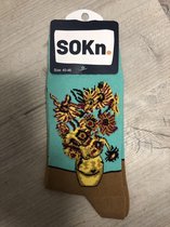 SOKn. trendy sokken "van Gogh Zonnebloemen" maat 40-46  (Ook leuk om kado te geven !)