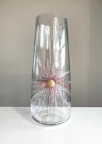 FLOWER POWER vaas – Glas – Roze / Transparant