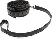 X-Play quilted collar & leash - Black - Bondage Toys - black - Discreet verpakt en bezorgd