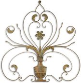Wanddecoratie - Bloemen in pot - Metalen ornament - 86,9 cm breed