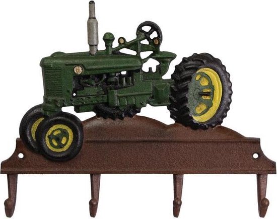 Kapstok - Gietijzeren groene tractor - 4 haken