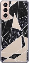 Samsung S21 hoesje siliconen - Abstract painted | Samsung Galaxy S21 case | zwart | TPU backcover transparant