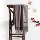 Luxe Cashmere Herfst / Winter Sjaal - Stola - Cape – Omslagdoek - Shawl - Pashmina | Lever - Taupe