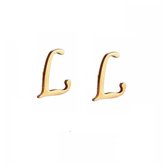 Aramat jewels ® - Oorbellen letter l zweerknopjes goudkleurig chirurgisch staal 10mm