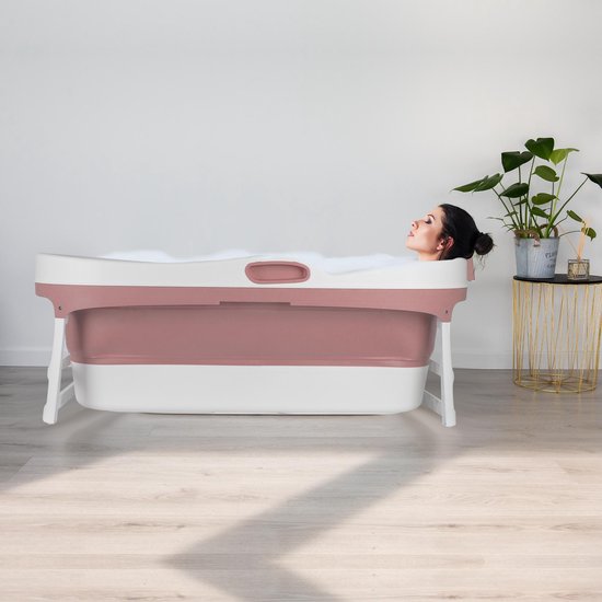 EKEO XL Zitbad Voor Volwassenen Bath Bucket Ligbad 445 L Wit Roze