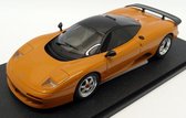 De 1:18 Diecast modelauto van de Jaguar XJ-R van 1990 in Orange Metallic.De fabrikant van het schaalmodel is Gult Models.Dit model is alleen online beschikbaar.