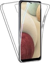 Samsung Galaxy A12 Hoesje - 360 Graden Case 2 in 1 Hoes Transparant + Ingebouwde Siliconen TPU Cover Screenprotector
