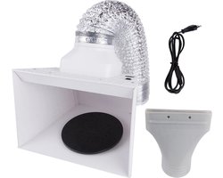 Fengda Portable Airbrush Hobby Spray Booth Spray Box BD-515 met LED-verlichting & Draaitafel voor het spuiten van modellen, kunst, ambachten, taartversiering, make-up, spijkers, handwerk, enz