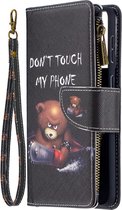 Telefoonhoesje geschikt voor Samsung Galaxy S21+ - Portemonnee met rits - book-case hoesje - ruimte voor 9 pasjes - cool beertje