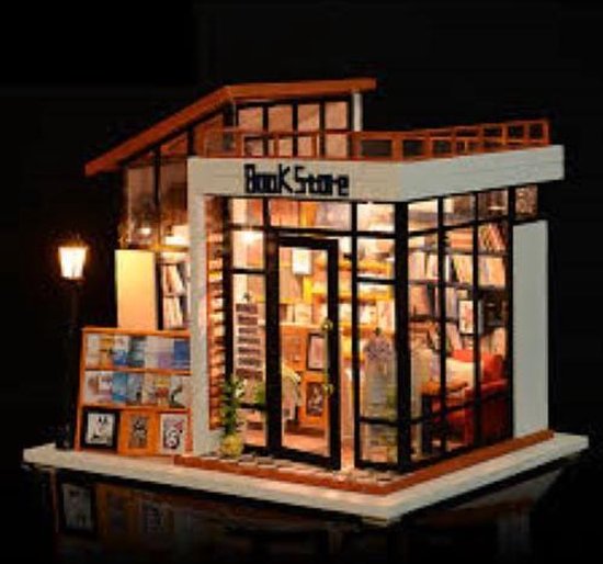 3D Houten Miniatuur Boekenwinkel