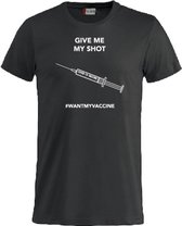 #wantmyvaccine T-shirt met opdruk Covid 19 vaccinatie keuze – ronde hals – zwart - unisex - 3XL