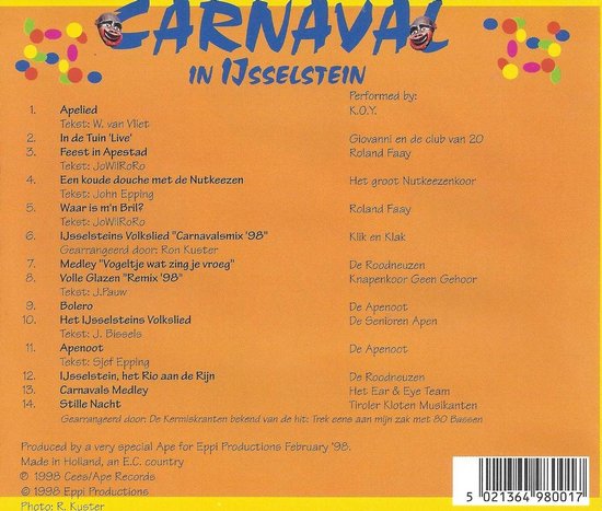 Carnaval in IJsselstein (1998), various artists | CD (album) | Muziek |  bol.com