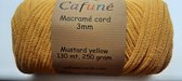 Cafuné gevlochten macramé koord-3mm-Mosterdgeel-Klos 120 meter