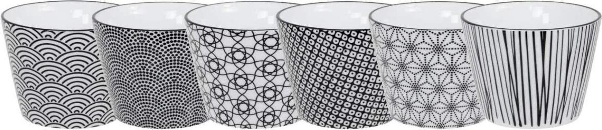 Tokyo Design Studio - Nippon Black Kopjes 180 ml - Set van 6 Stuks - Porselein - Zonder Geschenkdoos
