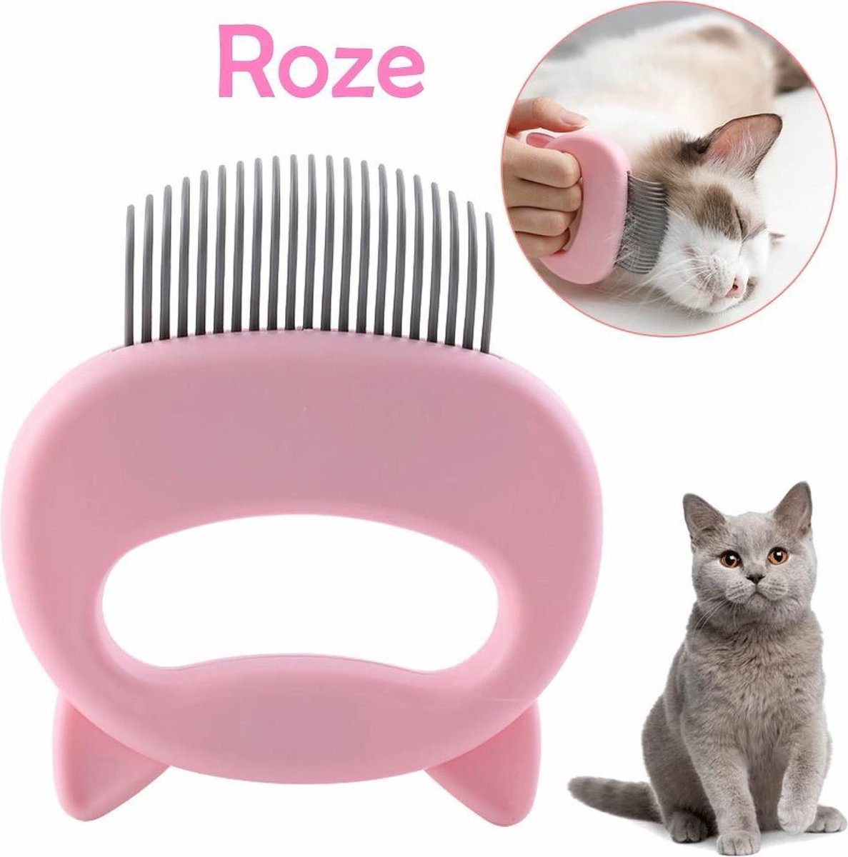 Fudgies | Kattenborstel / kattenkam | Hondenborstel / hondenkam | Massage Borstel |  Roze | Haar verwijderen | 10 cm - Merkloos