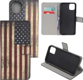 Leren bookcase iPhone 12 / iPhone 12 Pro - Amerikaanse vlag