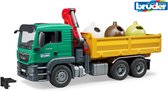 Bruder 03753 MAN TGS Vrachtwagen met Kraan + 3 Glascontainers en Flessen 1:16
