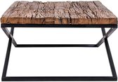 Donkerbruine industriële salontafel met zwart metalen onderstel 130x80 cm (r-000SP29140)