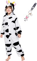 Onesie koe dierenpak kostuum jumpsuit pyjama kinderen - 104-110 (110) + tas/sleutelhanger verkleedkleding