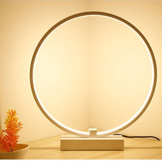 Per ongeluk Voel me slecht groentje LED Tafellamp - Cirkel - 30cm diameter - Wit | bol.com