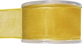 1x Hobby/decoratie gele organza sierlinten 4 cm/40 mm x 20 meter - Cadeaulint organzalint/ribbon - Striklint linten geel