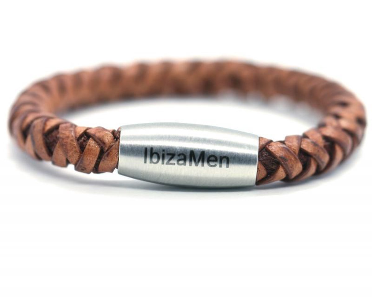 jongens armband leer cognac vintage 5mm - Ibizamen KIDS