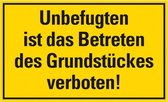 Pickup kunststoff Schild 33x20 cm UNBEFÜGTEN IST DAS BETRETEN DES GRUNDSTÜCKES VERBOTEN