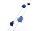Zilveren halsketting halssnoer collier Model Playfull Colors gezet met blauwe stenen