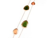 Zilveren halsketting halssnoer collier roos goud verguld Model Playfull Colors gezet met groene en oranje stenen